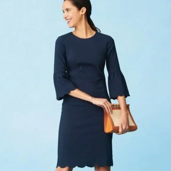 J McLaughlin Elle Dress Navy Bell Sleeve Size 2 NWT - Picture 1 of 15